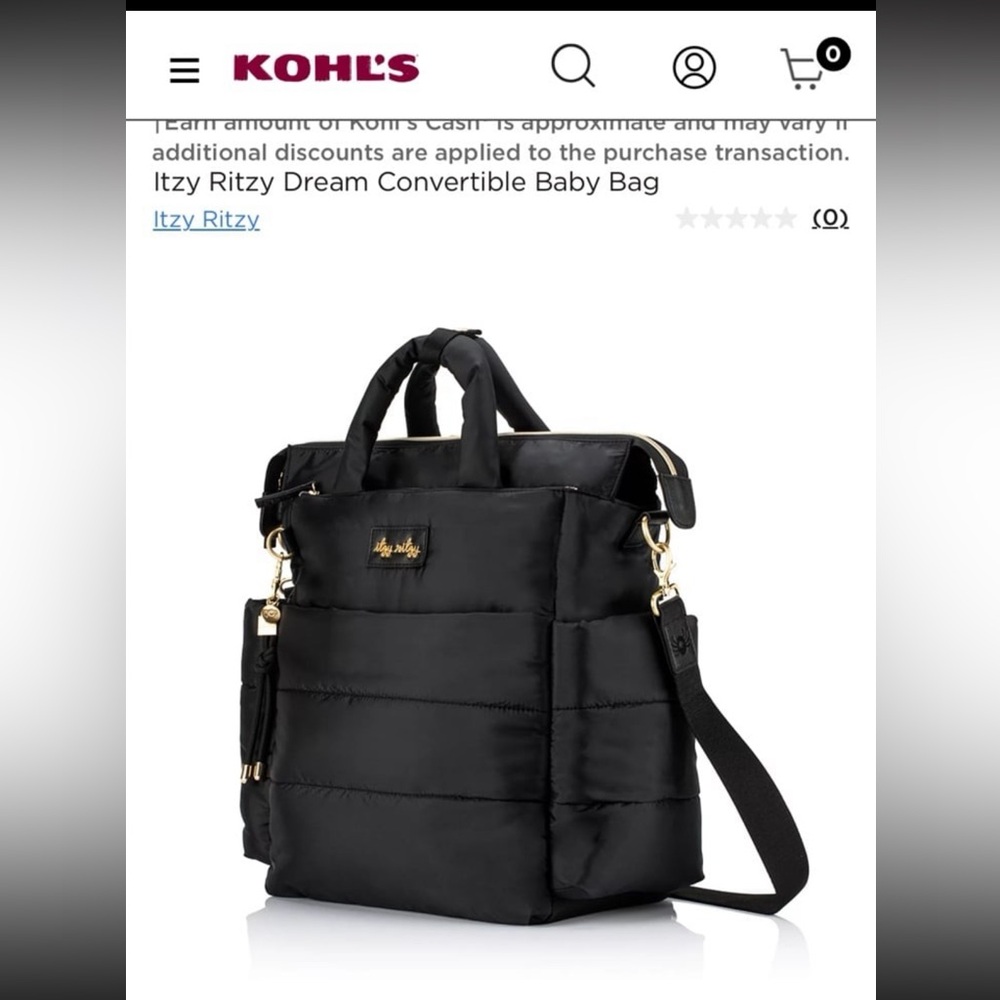 Itzy Ritzy Dream Convertible Diaper Bag in Black